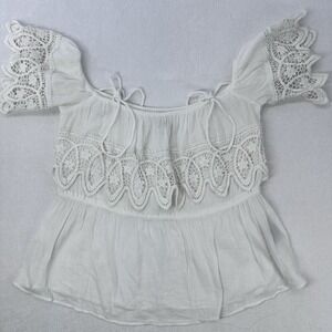 Denim & Supply Ralph Lauren White Lace Peasant Top – Size Large